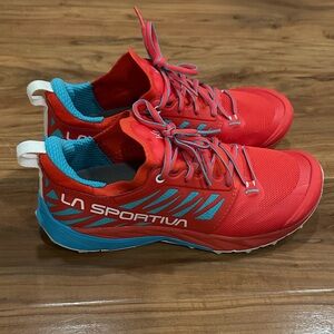 La Sportiva Red and Teal Women’s Trail Running Shoes